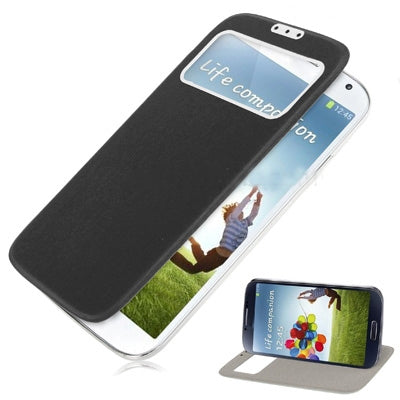 For Galaxy S IV / i9500 Sleep / Wake-up Function Call Display Flip Leather Case with  Back Cover & Holder