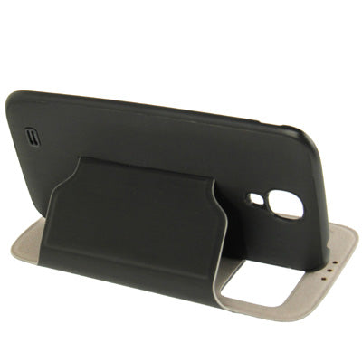 For Galaxy S IV / i9500 Sleep / Wake-up Function Call Display Flip Leather Case with  Back Cover & Holder