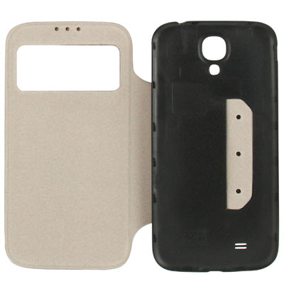 For Galaxy S IV / i9500 Sleep / Wake-up Function Call Display Flip Leather Case with  Back Cover & Holder