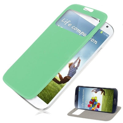 For Galaxy S IV / i9500 Sleep / Wake-up Function Call Display Flip Leather Case with  Back Cover & Holder