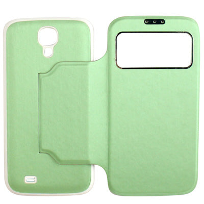 For Galaxy S IV / i9500 Sleep / Wake-up Function Call Display Flip Leather Case with  Back Cover & Holder