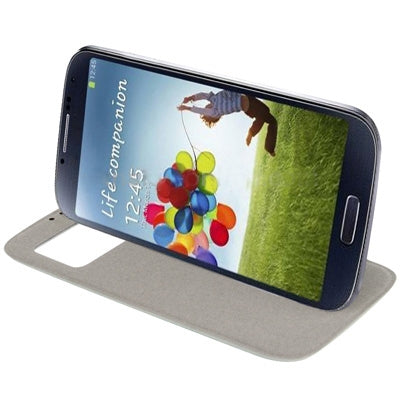 For Galaxy S IV / i9500 Sleep / Wake-up Function Call Display Flip Leather Case with  Back Cover & Holder