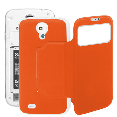 For Galaxy S IV / i9500 Sleep / Wake-up Function Call Display Flip Leather Case with  Back Cover & Holder