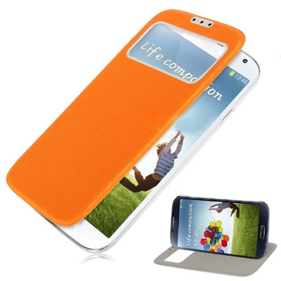 For Galaxy S IV / i9500 Sleep / Wake-up Function Call Display Flip Leather Case with  Back Cover & Holder