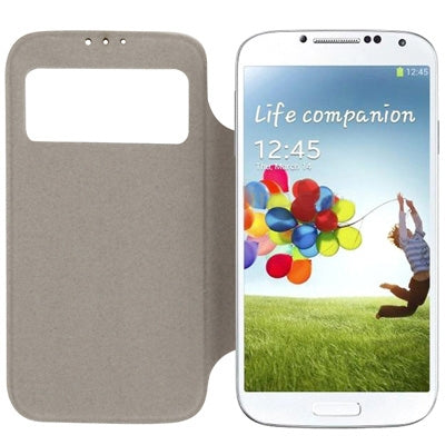 For Galaxy S IV / i9500 Sleep / Wake-up Function Call Display Flip Leather Case with  Back Cover & Holder