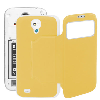 For Galaxy S IV / i9500 Sleep / Wake-up Function Call Display Flip Leather Case with  Back Cover & Holder