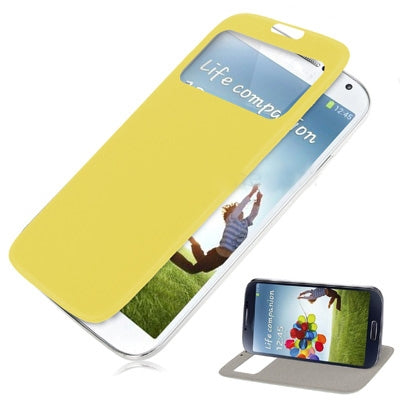 For Galaxy S IV / i9500 Sleep / Wake-up Function Call Display Flip Leather Case with  Back Cover & Holder