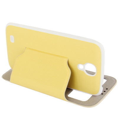 For Galaxy S IV / i9500 Sleep / Wake-up Function Call Display Flip Leather Case with  Back Cover & Holder