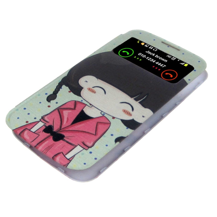 For Galaxy S IV / i9500 ENKAY Girl Pattern Call Display ID Flip Leather Case + Plastic  Back Cover with Sleep / Wake-up Function