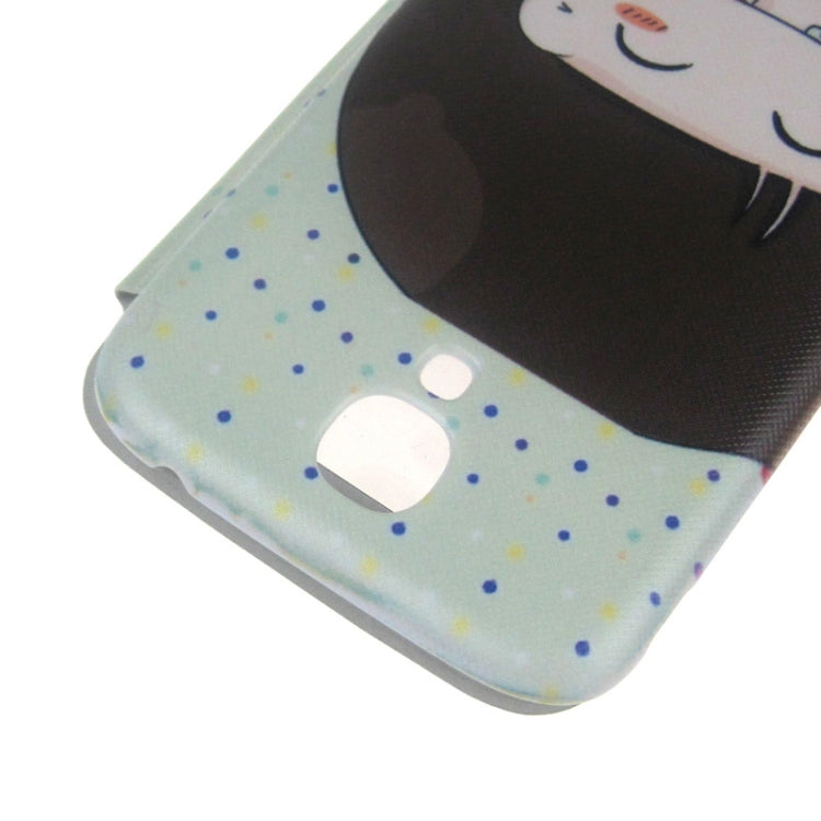 For Galaxy S IV / i9500 ENKAY Girl Pattern Call Display ID Flip Leather Case + Plastic  Back Cover with Sleep / Wake-up Function