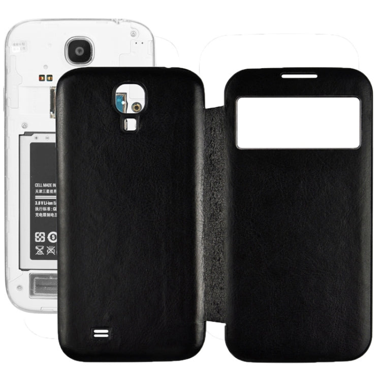 For Galaxy S IV / i9500 Crazy Horse Texture Flip Leather Case + Plastic  Back Cover with Call Display ID