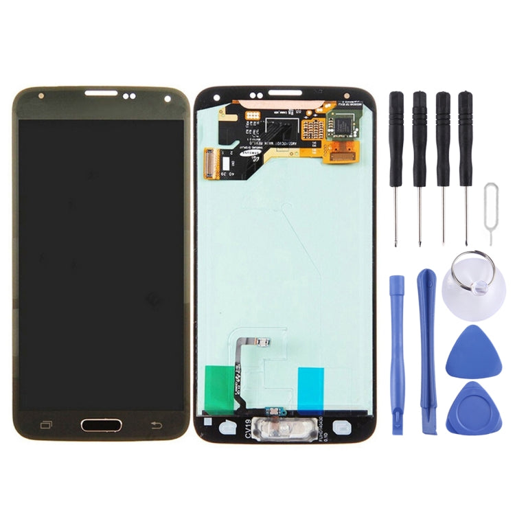 Original LCD Screen and Digitizer Full Assembly for Galaxy S5 / G9006V / G900F / G900A / G900I / G900M / G900V, G900T, G900W8, G900K, G900L, G900S(Gold)