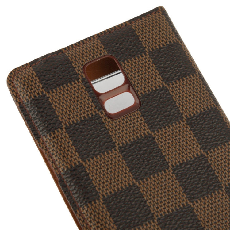 For Galaxy S5 / G900 Grid Texture Flip Leather Case + Plastic  Back Cover with Call Display ID (Brown)