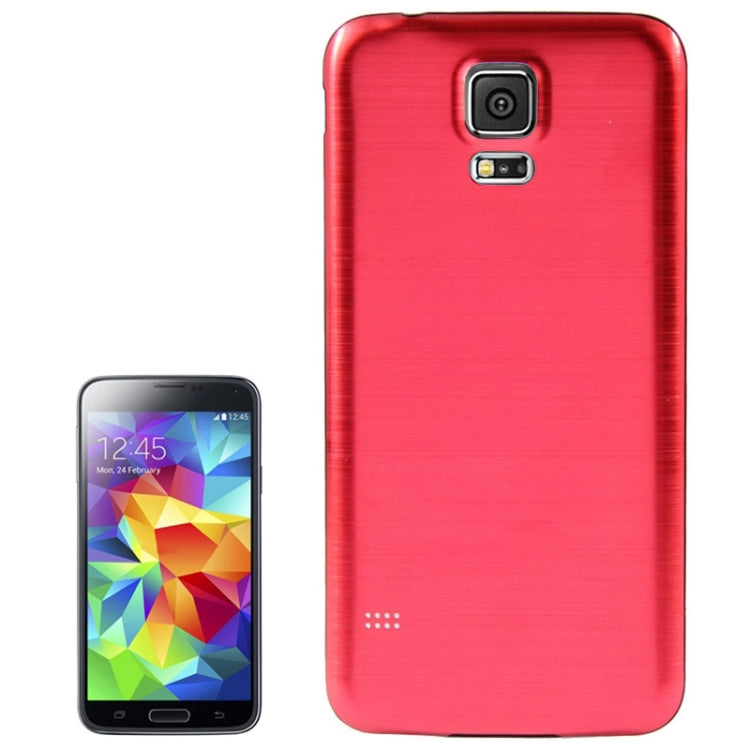 For Galaxy S5 / G900 with Word Metallic + Plastic Combination  Battery Cover with Black Edge (Red)