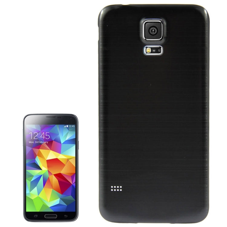 For Galaxy S5 / G900 with Word Metallic + Plastic Combination  Battery Cover with White Edge (Black)