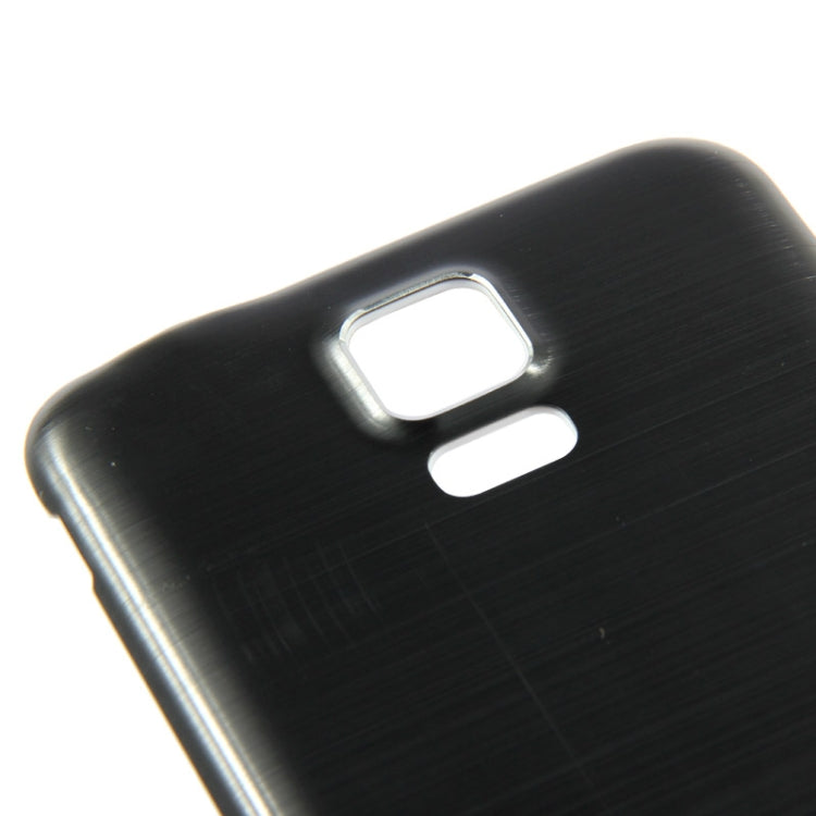 For Galaxy S5 / G900 with Word Metallic + Plastic Combination  Battery Cover with White Edge (Black)