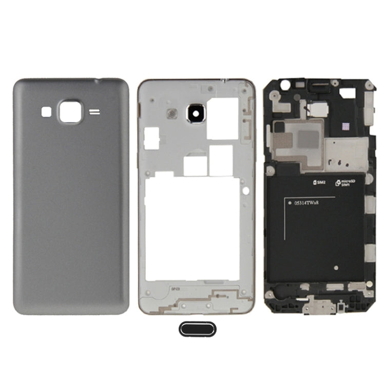 For Galaxy Grand Prime / G530 (Dual SIM Card Version) Full Housing Cover (Front Housing LCD Frame Bezel Plate + Middle Frame Bezel + Battery Back Cover) + Home Button