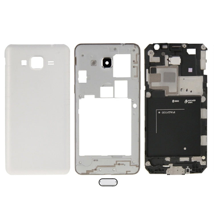 For Galaxy Grand Prime / G530 (Dual SIM Card Version) Full Housing Cover (Front Housing LCD Frame Bezel Plate + Middle Frame Bezel + Battery Back Cover) + Home Button