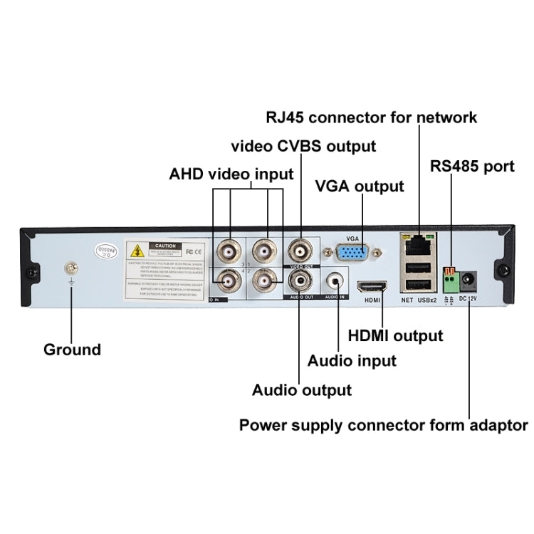 DN9904 AHD DVR Video Compression H.264 Full HD Video Input 4CH Resolution 720P Network P2P