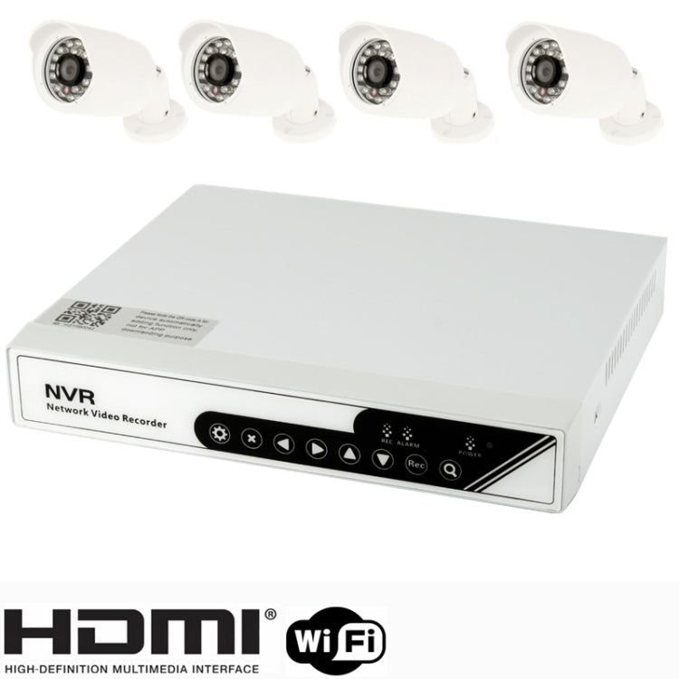 szsinocam 4CH 960P RJ45 NVR HDD Digital Video Recorder with 4 x 1 / 3 inch 1.3 Megapixel CMOS Sensor IR Cameras, Supports VGA & HDMI Output / 3G / WiFi(White)