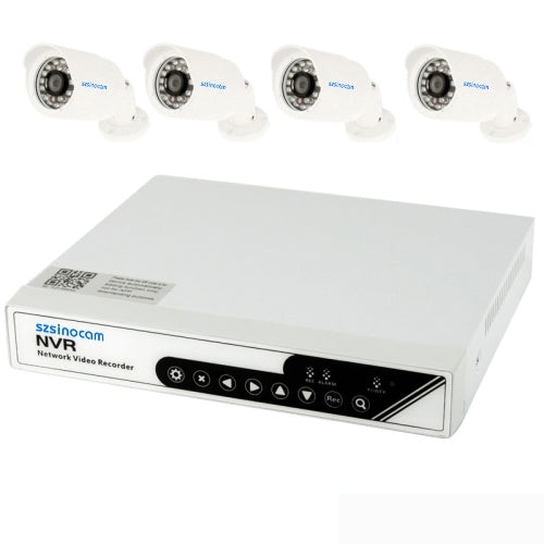 szsinocam 4CH 1080P / 720P RJ45 NVR HDD Digital Video Recorder with 4 x 1 / 3 inch 1.3 Megapixel CMOS Sensor IR Cameras, Supports VGA & HDMI Output / 3G / WiFi