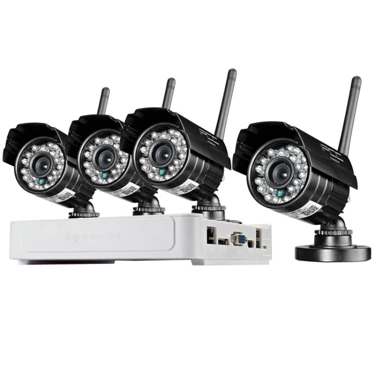 IPCC-KIT-13NW 4CH HD 720P P2P ONVIF 1.0 Mega Pixel Wireless Cloud IP Camera NVR Kit, Support Night Vision / Motion Detection, IR Distance: 10-20m