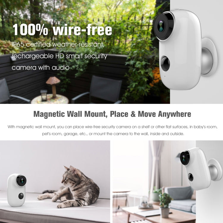 A3 WiFi Wireless IP65 Waterproof 720P IP Camera, Support Night Vision / Motion Detection / PIR Motion Sensor, Two-way Audio, Built-in 6000mAh Rechargeable Battery