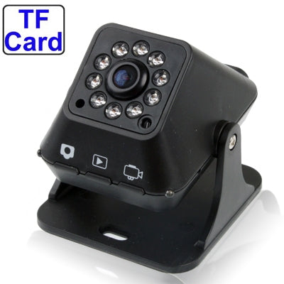 Digital CCD Camera Portable Surveillance Camera , 10 IR LED Light, Support TF Card, AVI Video format, Loop Recording & Motion Detection  / AV OUT function, Viewing Angle: 140 Degree(Black)