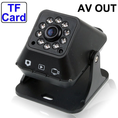 Digital CCD Camera Portable Surveillance Camera , 10 IR LED Light, Support TF Card, AVI Video format, Loop Recording & Motion Detection  / AV OUT function, Viewing Angle: 140 Degree(Black)