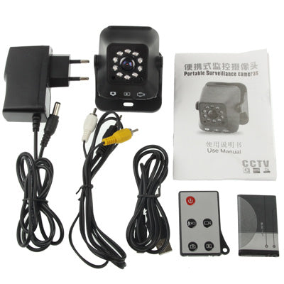 Digital CCD Camera Portable Surveillance Camera , 10 IR LED Light, Support TF Card, AVI Video format, Loop Recording & Motion Detection  / AV OUT function, Viewing Angle: 140 Degree(Black)