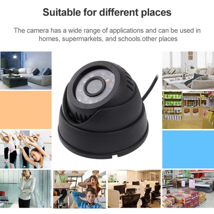 USB Motion Detection Night Vision Home Security DVR Dome Camera with TF Card Slot, Support Loop Recording / Simultaneous Recording / Clock Adjustment(Black)