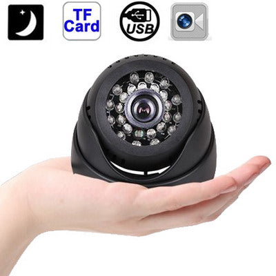 USB Motion Detection Night Vision Home Security DVR Dome Camera with TF Card Slot, Support Loop Recording / Simultaneous Recording (only US Plug)(Black)