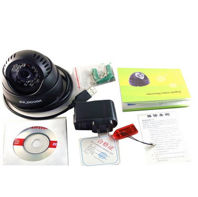 USB Motion Detection Night Vision Home Security DVR Dome Camera with TF Card Slot, Support Loop Recording / Simultaneous Recording (only US Plug)(Black)