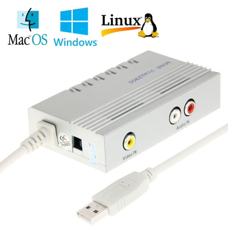 Mine Vcap 2900 USB Video Capture Box, Plug and Play, Compatible with Android / Mac OS / Linux / Windows Operate System(Silver)