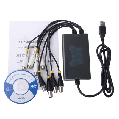 4CH USB 2.0 DVR Video Audio Full Real-time Capture Card, Support 4CH Video Input & 4CH Audio Input (Grey)