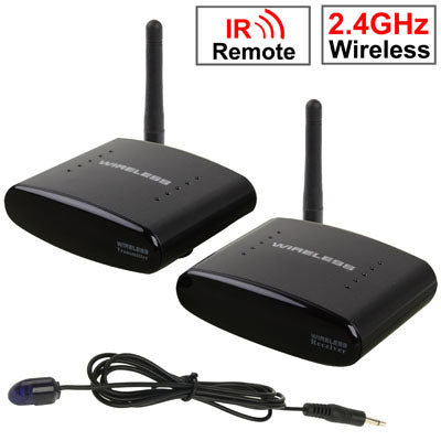 2.4GHz 4 Channels Wireless AV Transmitter & Receiver, Compatible with DVD, DVR, CCD Camera, IPTV, Satellite Set-Top Box and Other AV Output Devices, Support Infrared Remote Control, Maximum Transmission Distance: 350m