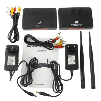 2.4GHz 4 Channels Wireless AV Transmitter & Receiver, Compatible with DVD, DVR, CCD Camera, IPTV, Satellite Set-Top Box and Other AV Output Devices, Maximum Transmission Distance: 300m(Black)