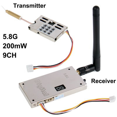 5.8G 200mW 9CH Wireless AV Transmitter & Receiver , Transmitting Rangeï¼š200-400m (In Open Fields)