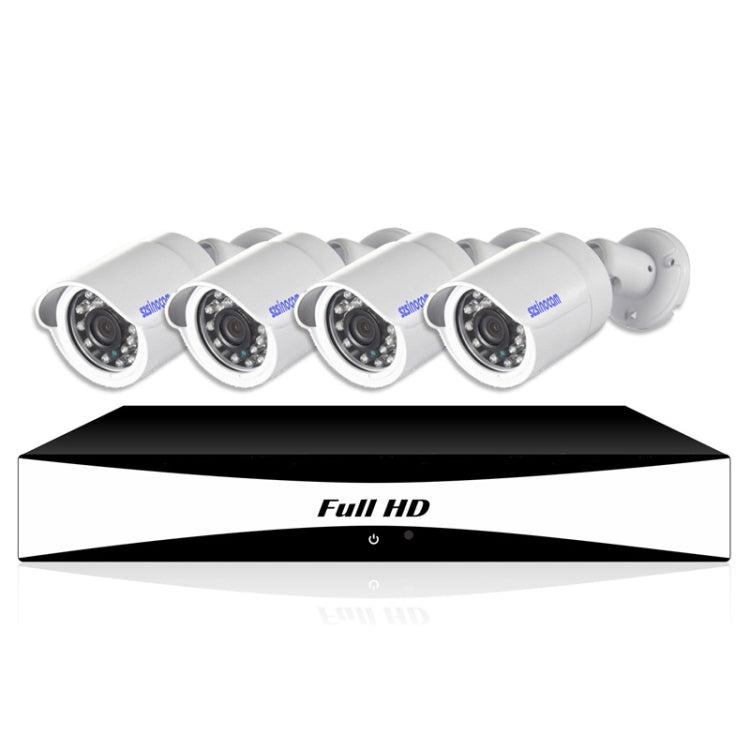 szsinocam SN-AHK-40010B 4CH 720P H.264 1.0 Mega Pixel Bullet IP Camera AHD DVR Kit, Support Night Vision / Motion Detection, IR Distance: 20m