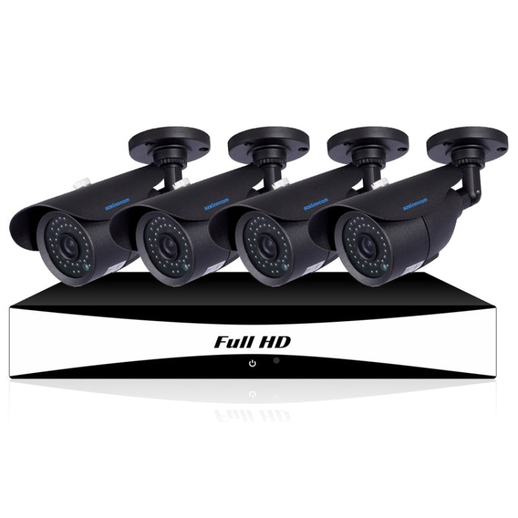szsinocam SN-AHK-40010B2 4CH 720P H.264 1.0 Mega Pixel Bullet IP Camera AHD DVR Kit, Support Night Vision / Motion Detection, IR Distance: 20m