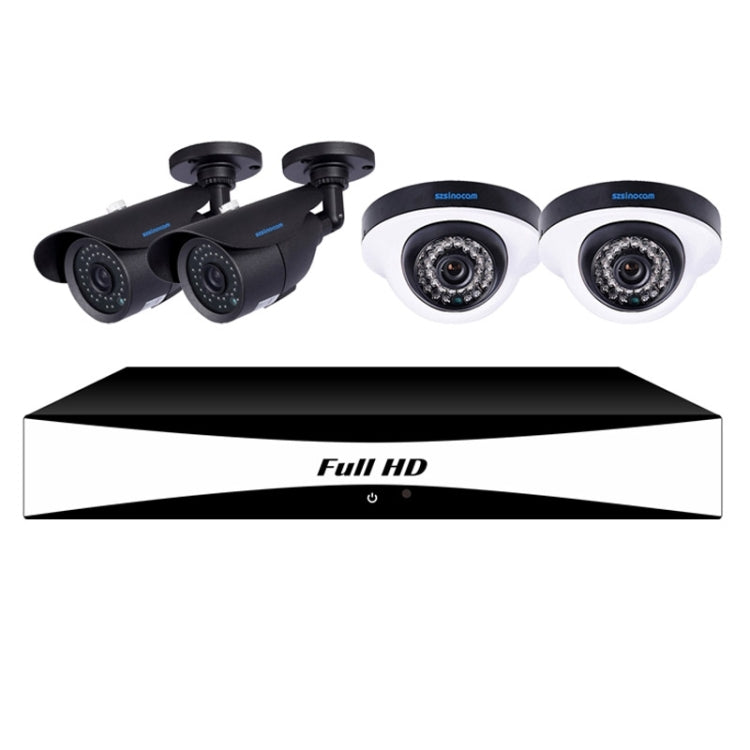 szsinocam SN-AHK-40010BD3 4CH 720P H.264 1.0 Mega Pixel Bullet IP Camera AHD DVR Kit, Support Night Vision / Motion Detection, IR Distance: 20m