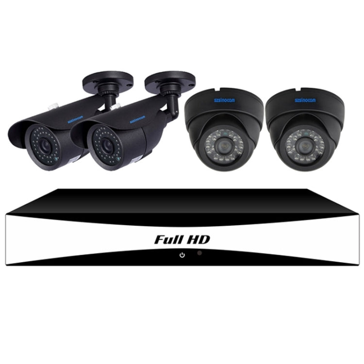 szsinocam SN-AHK-40010BD4 4CH 720P H.264 1.0 Mega Pixel Bullet IP Camera AHD DVR Kit, Support Night Vision / Motion Detection, IR Distance: 20m