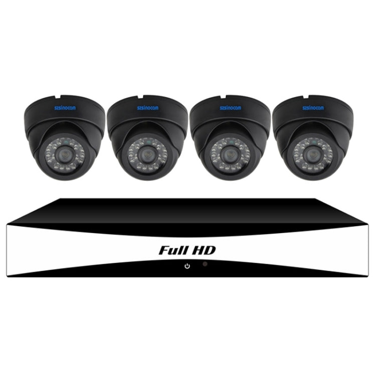 szsinocam SN-AHK-40010D 4CH 720P H.264 1.0 Mega Pixel Bullet IP Camera AHD DVR Kit, Support Night Vision / Motion Detection, IR Distance: 20m