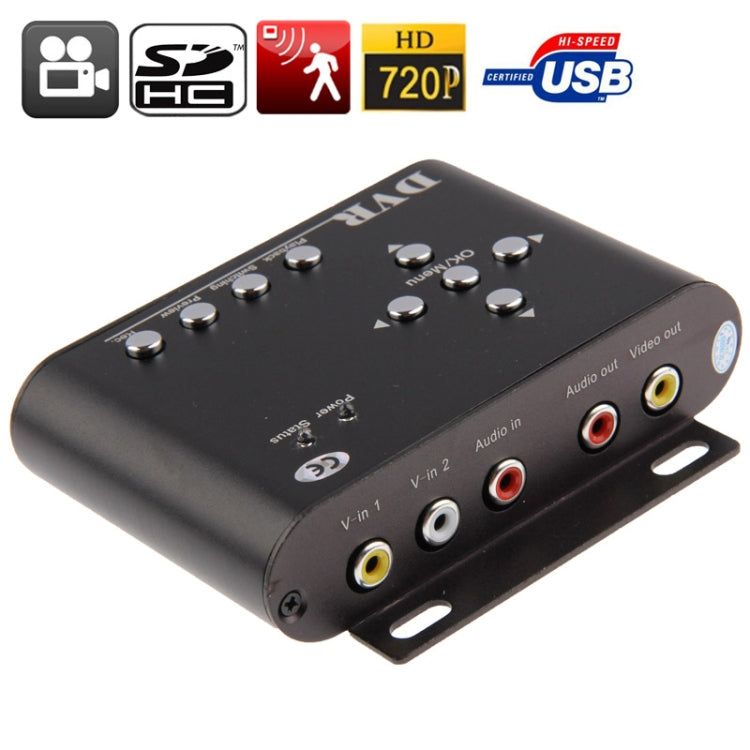 2 channels Mini DVR, Support SD Card, Can Be Connected to Two Cameras Simultaneously, Support Loop Recording(Black)