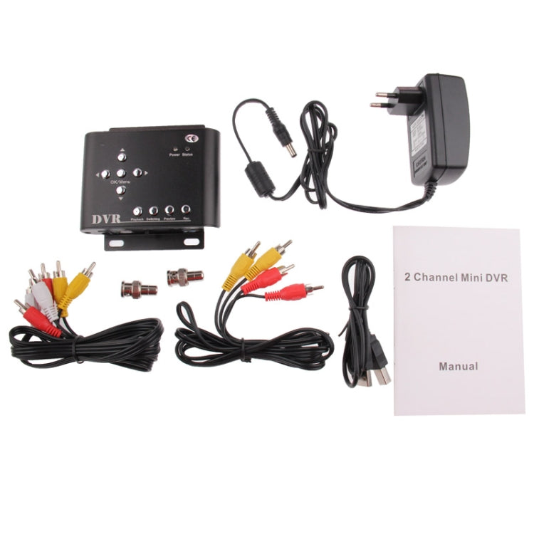 2 channels Mini DVR, Support SD Card, Can Be Connected to Two Cameras Simultaneously, Support Loop Recording(Black)