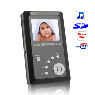2.5 inch TFT LCD Screen Mini Wireless DVR Recording Receiver with SD Card Slot / Alarm Input(Black)