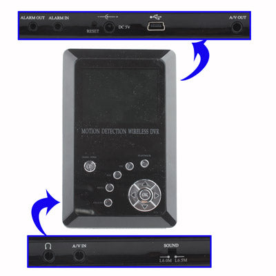 2.5 inch TFT LCD Screen Mini Wireless DVR Recording Receiver with SD Card Slot / Alarm Input(Black)