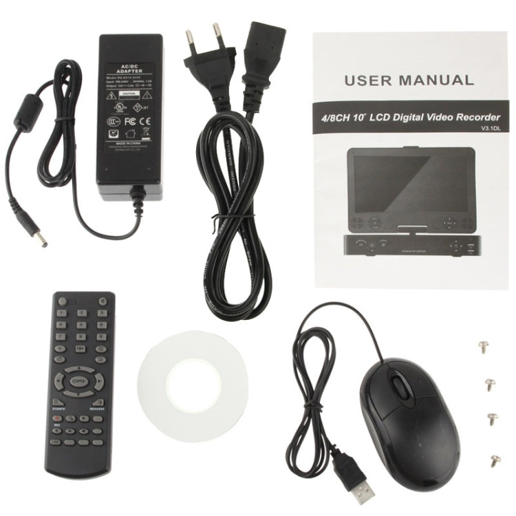 4 Channel 10 inch LCD all-in-one Standalone DVR / LCD DVR Combo, H.264 Compression, Support SATA HDD / RJ-45