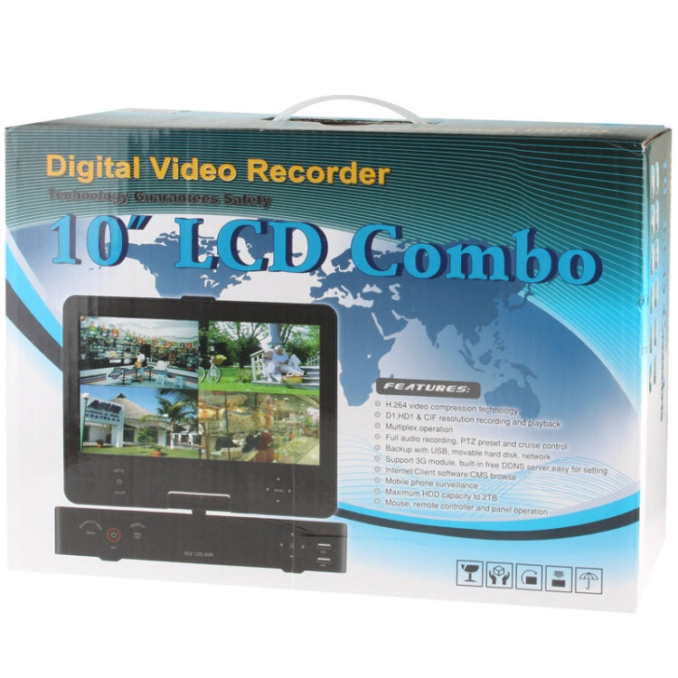 4 Channel 10 inch LCD all-in-one Standalone DVR / LCD DVR Combo, H.264 Compression, Support SATA HDD / RJ-45