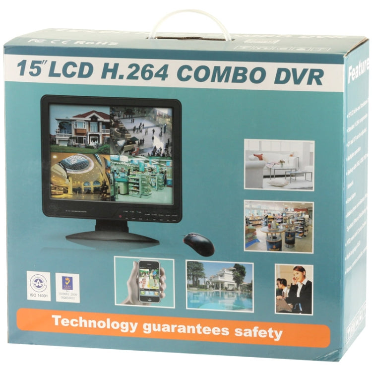 4 Channel 15 inch LCD all-in-one Standalone DVR / LCD DVR Combo, H.264 Compression, Support SATA HDD / RJ-45